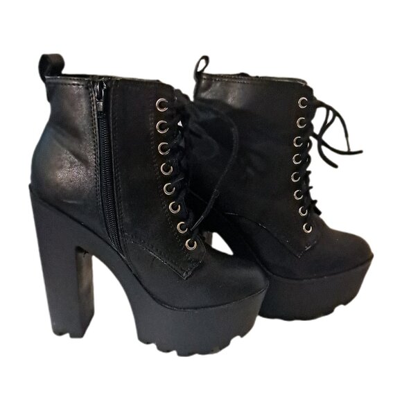 Soda Platform High Lugz Heel Women’s Lace-Up Combat Booties Size 7 - Picture 1 of 9